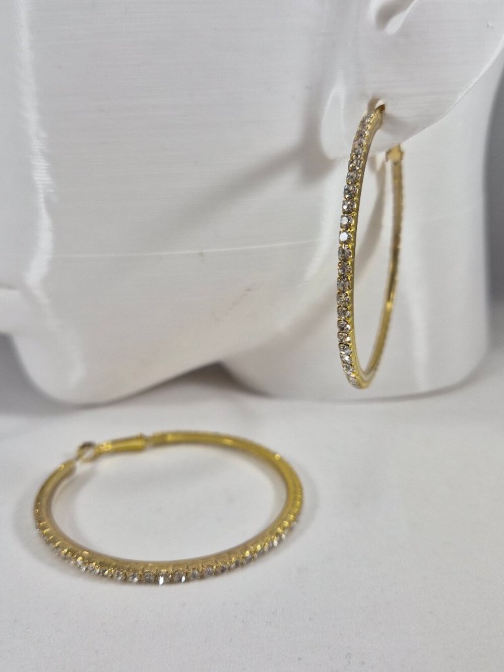 Gold rhinestone hoop earrings